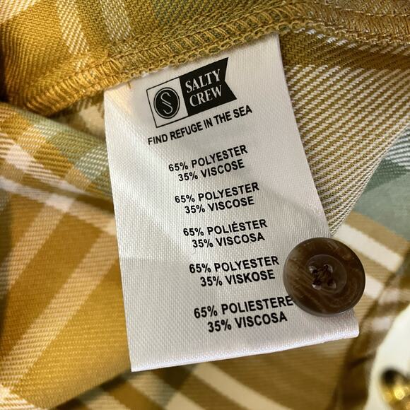 Salty Crew Long Haul Flannel Plaid Long Sleeve Button Down Shirt Mens Size XS - Picture 7 of 7